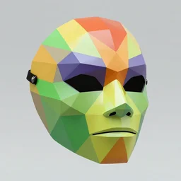 majoras mask as a realistic wearable mask. polygonal. very colorful.