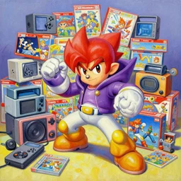 smash bros renaissance oil painting with nintendo consoles and game boxes piled everywhere