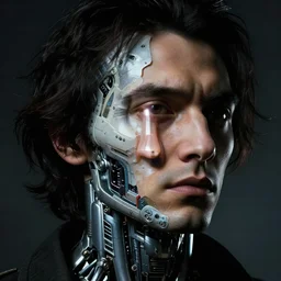 portrait of a character from a cyberpunk movie series, by caravaggio, cybernetic implant, award winning, masterpiece, intricate, dramatic light, detailed, asymmetrical, dark