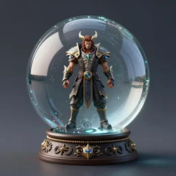 a crystal ball with Diablo 2: resurrected inside of it. unrealengine + vray