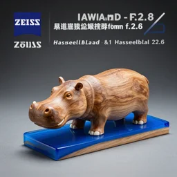epoxy resin, wood, a photo of a model hippo made of repurposed elm wood composite mixed with straight lines blue epoxy! resin, full subject shown in photo, award - winning photo, dramatic lighting, studio zeiss 1 5 0 mm f 2. 8 hasselblad