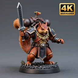 8 0 mm resin detailed miniature of a warhammer 4 0 k anthropomorphized squirrel warrior, product introduction photos, 4 k, full body,