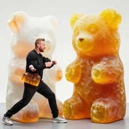 joe rogan fighting a life sized gummy bear