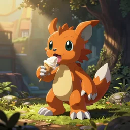 digimon eating ice cream
