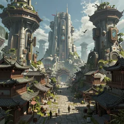 large biomes, a scifi fantasy, abandoned asian street, intricate details, style by wlop, feng zhu, photorealistic film still, concept art, epic lighting, dramatic, anime color palette, artstation, cgsociety, ultra detail, octane render, 8 k