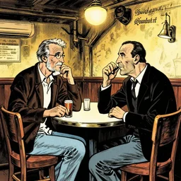 Tom Waits and Roberto Benigni in a pub by Will Eisner