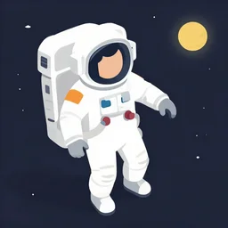 isometric flat art of a man on the moon