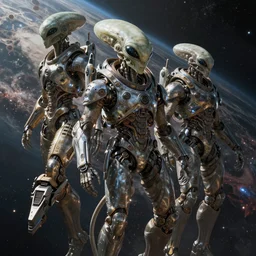 an alien battle in space, intricate, ultra detailed, 8 k, in the style of mark cooper and mark riddick