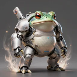 a fat short anthropomorphic toad wearing mecha armor, battle stand, smooth, intricate, elegant, power aura, digital painting, artstation, concept art, high tech fantasy, sharp focus, illustration, art by james jean and justin gerard,