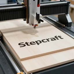 photo of a stepcraft cnc machine making a sign from wood