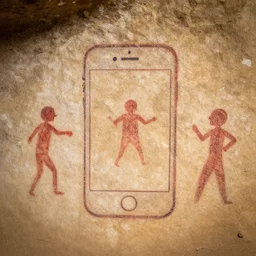 neolithic cave painting of an iphone