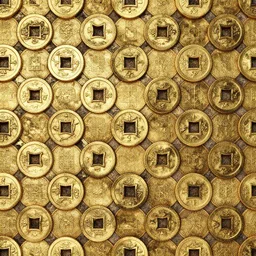 seamless texture, ancient Gold Coins, photo, octane render, denoise, realism, realistic,