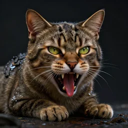 cat venom, naturel, hyper detailed, digital art, trending in artstation, cinematic lighting, studio quality, smooth render, unreal engine 5 rendered, octane rendered, art style by klimt and nixeu and ian sprigger and wlop and krenz cushart
