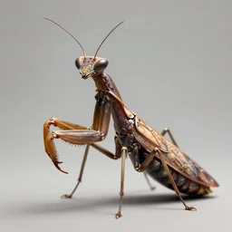 portrait of an anthropomorphic insectoid, predatory praying mantis, flat triangle - shaped head, brown exoskeleton, d & d rogue, thin antennae, concept art, deep focus, fantasy, intricate, highly detailed, digital painting, artstation, matte, sharp focus, illustration, art by marc simonetti