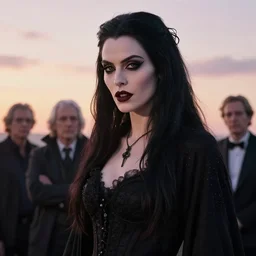 photographic portrait of a stunningly beautiful gothic vampire female in soft dreamy light at sunset, contemporary fashion shoot, by edward robert hughes, annie leibovitz and steve mccurry, david lazar, jimmy nelsson, breathtaking, 8 k resolution, extremely detailed, beautiful, establishing shot, artistic, hyperrealistic, beautiful face, octane render