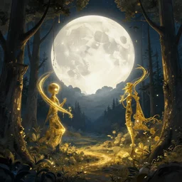 fantasy book cover, full moon, fantasy forest landscape, golden elements, fantasy magic, no human, dark light night, intricate, elegant, sharp focus, illustration, highly detailed, digital painting, concept art, matte, art by WLOP and Artgerm and Greg Rutkowski and Albert Bierstadt, masterpiece