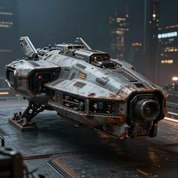 an armored futuristic sci fi vehicle, unreal engine, cinematic lighting, texture rust, texture electronic circuit, texture city at night, spaceship, profile picture