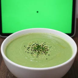 green soup with green screen as the background