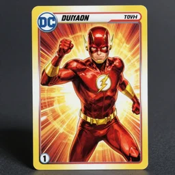 ! dream a photo of a trading card featuring dc comics'the flash, vibrant superhero comic style art, highly detailed, in the style of pokemon trading card game