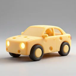 car with wheels made out of cheese