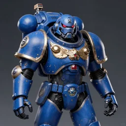 a beautiful portrait of a ultramarine space marine, art by yoshitaka amano and warhammer 4 0 k, trending on artstation, award - winning, perfect composition
