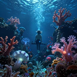 detailed by agostino arrivabene, the silent underwater world of dreams and bioluminescence, masterpiece 8 k resolution