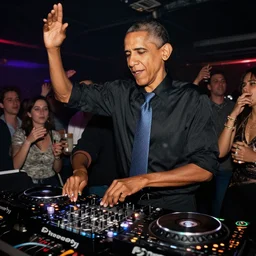 Obama DJing at a nightclub in Berlin