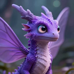 brightly little purple fairy dragon with compound eye 4 k raytracing high definition detailed realistic dramatic lighting