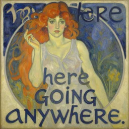 i'm here, not going anywhere. oil painting, by jean giraud ross tran an alphonse mucha