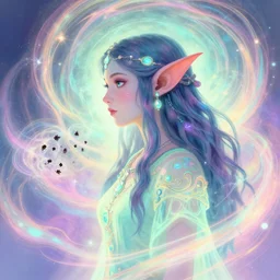 side portrait, beautiful female gremlin shaman, gloomhaven, luminescent, colorful swirly magic ripples, pastel colors, by greg manchess, huang guangjian, gil elvgren, sachin teng, greg rutkowski, jesper ejsing, ilya kuvshinov