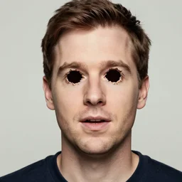 a photoshop edit of steve with holes where his eyes and mouth should be