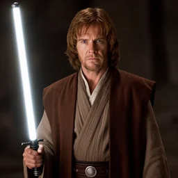 Charles Dance as Obi-Wan Kenobi using the force in the film Star Wars, very detailed, medium shot, looking forward