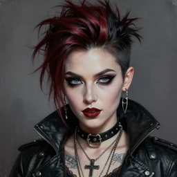 portrait painting of a cute vampire punk, sharp focus, award - winning, trending on artstation, masterpiece, highly detailed, intricate. art by rebecca guay