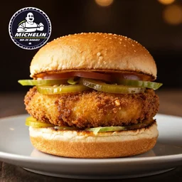deep fried Hamburger, food photography, award winning, Michelin restaurant