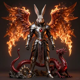 gothic fantasy character portrait, rabbit armor male warlock with burning angel wings, ultra realistic, wide angle, intricate details, ruby dragon artifacts, sharp focus, highly detailed by peter mohrbacher, hajime sorayama, wayne barlowe, boris vallejo, aaron horkey, gaston bussiere, craig mullins