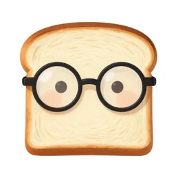 [ bread toast ] wearing rounded black eyeglasses