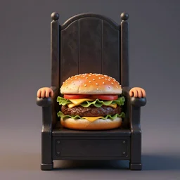 a hamburger sitting in the electric chair, unreal 5, DAZ, hyperrealistic, octane render, dynamic lighting
