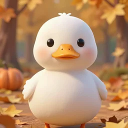 very beautiful portrait of an extremely cute and adorable round duck ( pure white orange beak ), smooth, perfect face, fantasy, character design by mark ryden and pixar and hayao miyazaki, sharp focus, concept art, harvest fall vibrancy, intricate detail, cinematic lighting, hyperrealistic, 3 5 mm, diorama macro photography, 8 k, 4 k