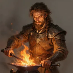 stunning smith portrait, thin, bearded, fire, iron, fantasy, intricate, elegant, highly detailed, digital painting, artstation, concept art, smooth, sharp focus, illustration, art by afshar petros and krenz cushart and artem demura and alex alice and tony sandoval
