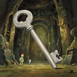 Key shot of ancient underground dungeon, studio Ghibli, Bloom, anime key art by Greg Rutkowski and Anton Fadeev