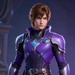 solo young mage + brown hair + purple futuristic clothes, instagram, ue 5, ue 6, unreal engine 5, wallpaper, 8 k, ultra detailed, by popular digital artist, artstation