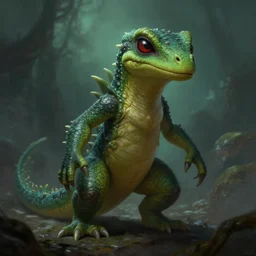 Scary anthropomorphic Gekko in World of Warcraft, cover art, ultra wide lens shot, pretty, beautiful, DnD character art portrait, matte fantasy painting, eerie, DeviantArt Artstation, by Jason Felix by Steve Argyle by Tyler Jacobson by Peter Mohrbacher, cinematic lighting