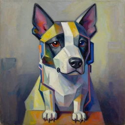 a beautiful painting cyberpunk dog, by picasso oil painting