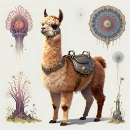 one llama with dreadlocks, industrial sci-fi, by Mandy Jurgens, Ernst Haeckel, James Jean, artstation, concept art, with beautiful colors