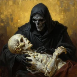 oil matte portrait painting, grim reaper close up as he collects a soul of a plague victim, wonderful masterpiece highly detailed, beautiful cinematic light deep focus, elegant, digital painting, smooth, sharp focus, golden ratio, dramatic illumination, ultra realistic, 8 k, art by salvator rosa