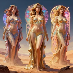 giant statues across the desert, neon, fibonacci, girls, sweat drops, insane, pinup, intricate, highly detailed, digital painting, artstation, concept art, smooth, sharp focus, illustration, Unreal Engine 5, 8K, art by artgerm and greg rutkowski and alphonse mucha
