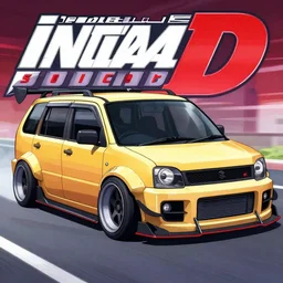 Suzuki WagonR with widebody kit in the style of Initial D, Anime art, 8k