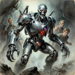 airbrushed are you dead machine returns to underworld by jack kirby, kelly freas, peter mohrbacher, donato giancola, fine art masterpiece baked at 3 0 0 f, matte painting, cold lighting, aged with sunlight, award winning horror, photorealistic horror render, cinematic