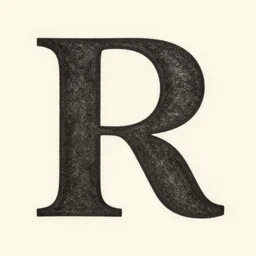 a vintage drop cap alphabet letter r, lithograph