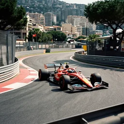 car race overtaking at monaco loews hairpin, 8 0 s, film grain, motorsports photography